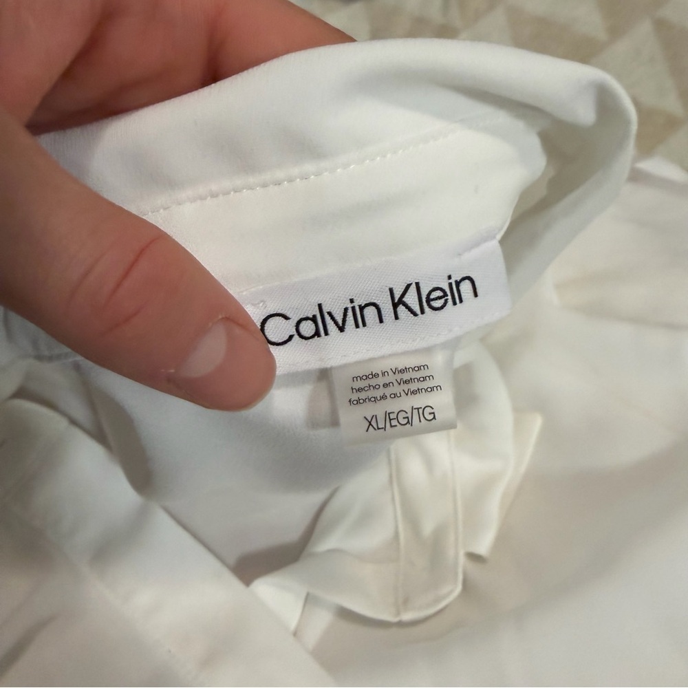 Calvin Klein Ruffle-Trim Collared Blouse - Picture 4 of 5